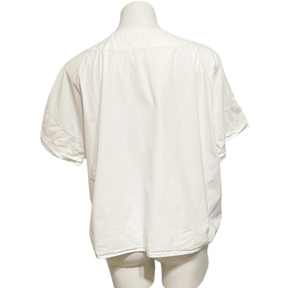 Uterque Made in Spain Medium White Lace Up V Neck Short Sleeve Lagonlook  Top - Picture 4 of 8